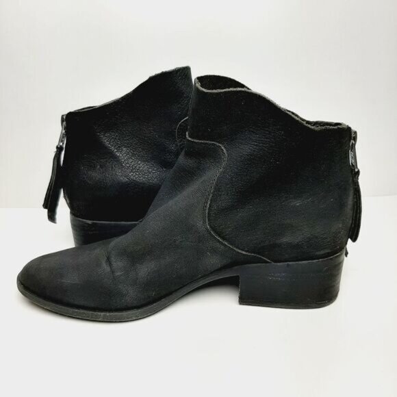 LUCKY BRAND Short Ankle Chelsea Bootie Black Nubuck Leather Low Heel Sz 6 M - Picture 11 of 13